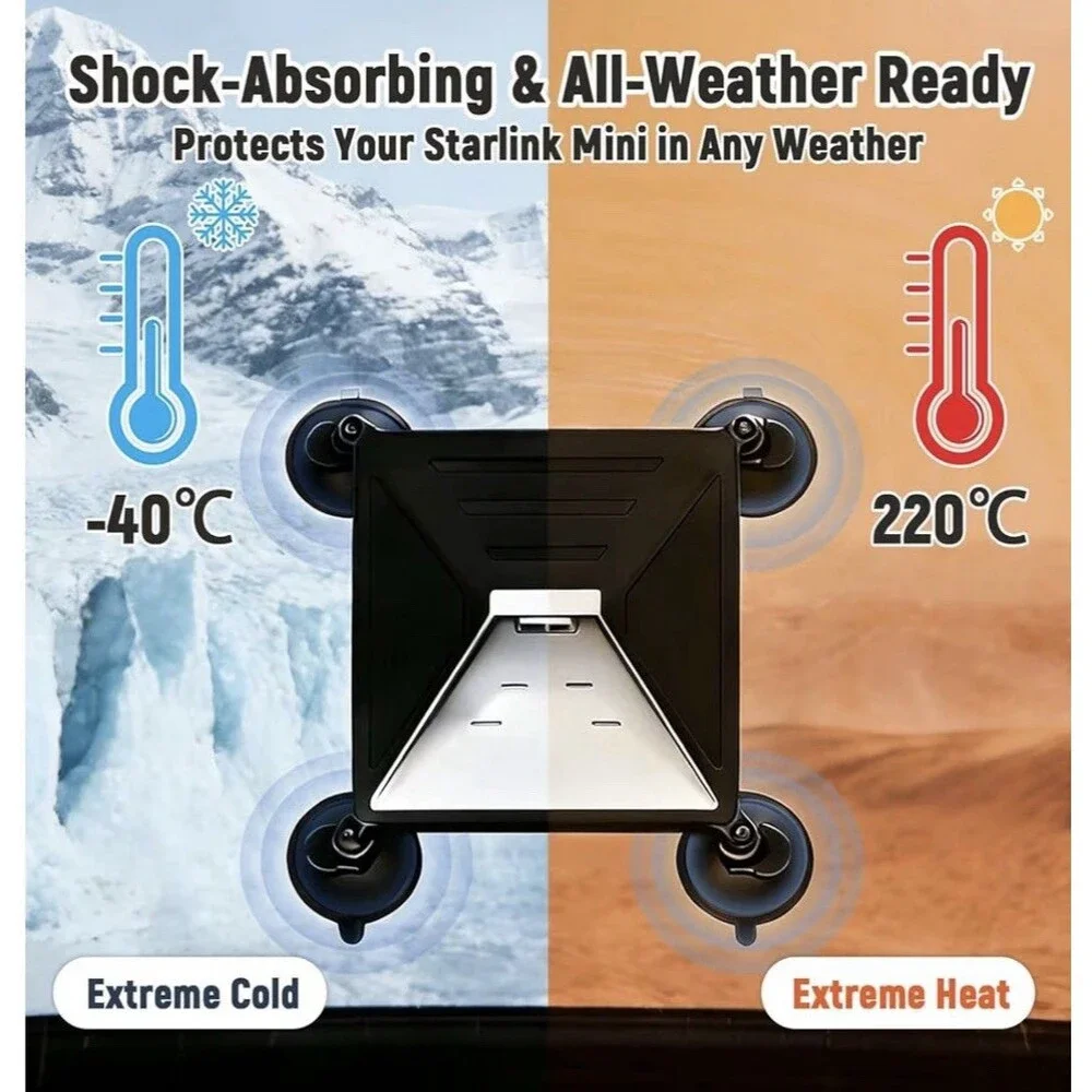 Starlink Mini Suction Cup Mount 2-In-1 Silicone Protective Cover Car RV Travel